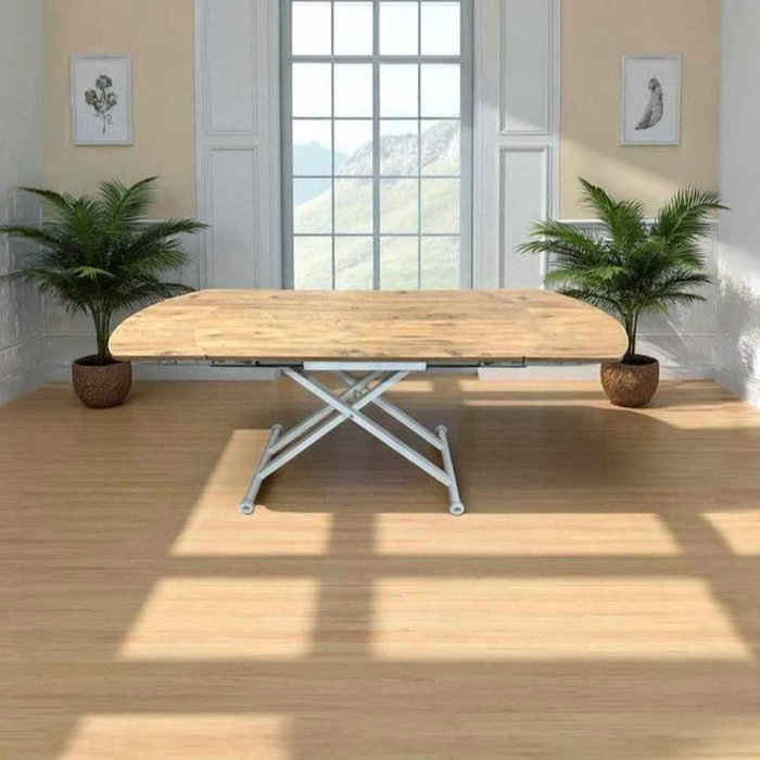 Hanah Home Yan Yari Oval - Mesa de Comedor Extensible, Pino y Blanco